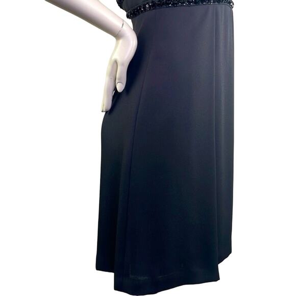 Liz Claiborne Night Classic Romantic Low Back MIDI High Waist Black Dress 10 - Picture 7 of 16